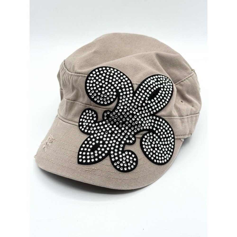 Tropical Trends Y2K Studded Hat Cadet Military‎ Cap  Distressed Emo Goth Grunge